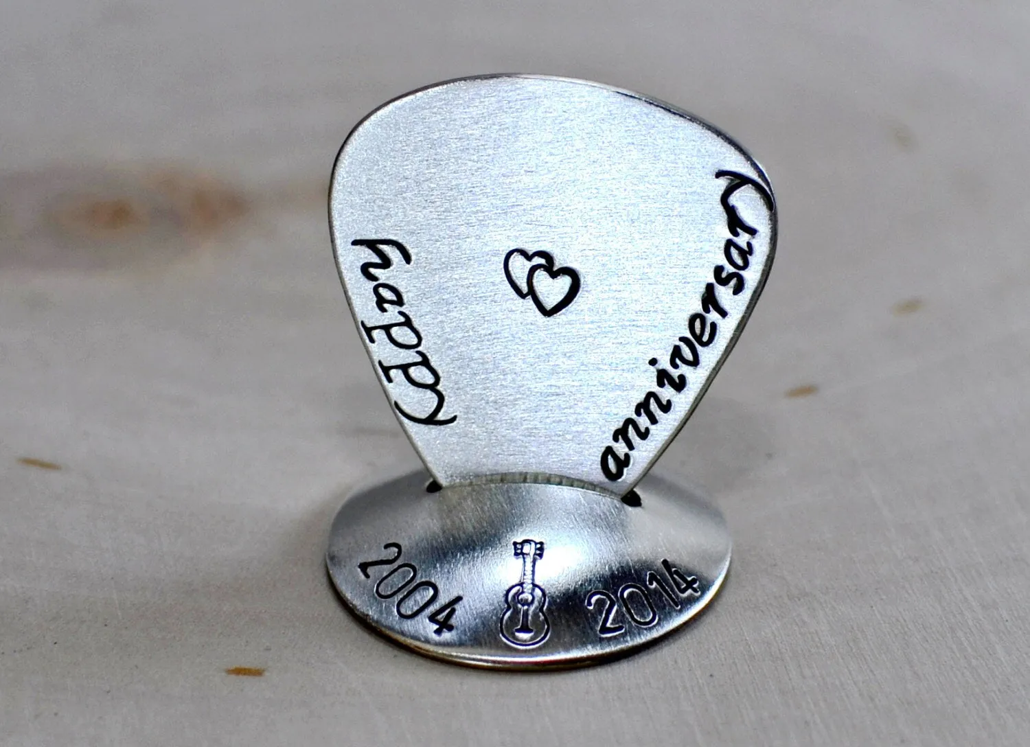 Sterling Silver Guitar Pick and Stand Combination for Anniversaries