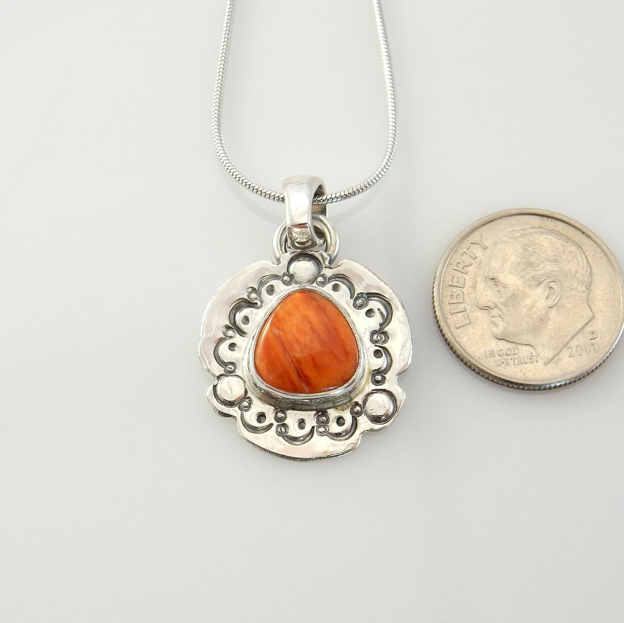 Sterling Silver Spiny Oyster Handmade Stamped Pendant