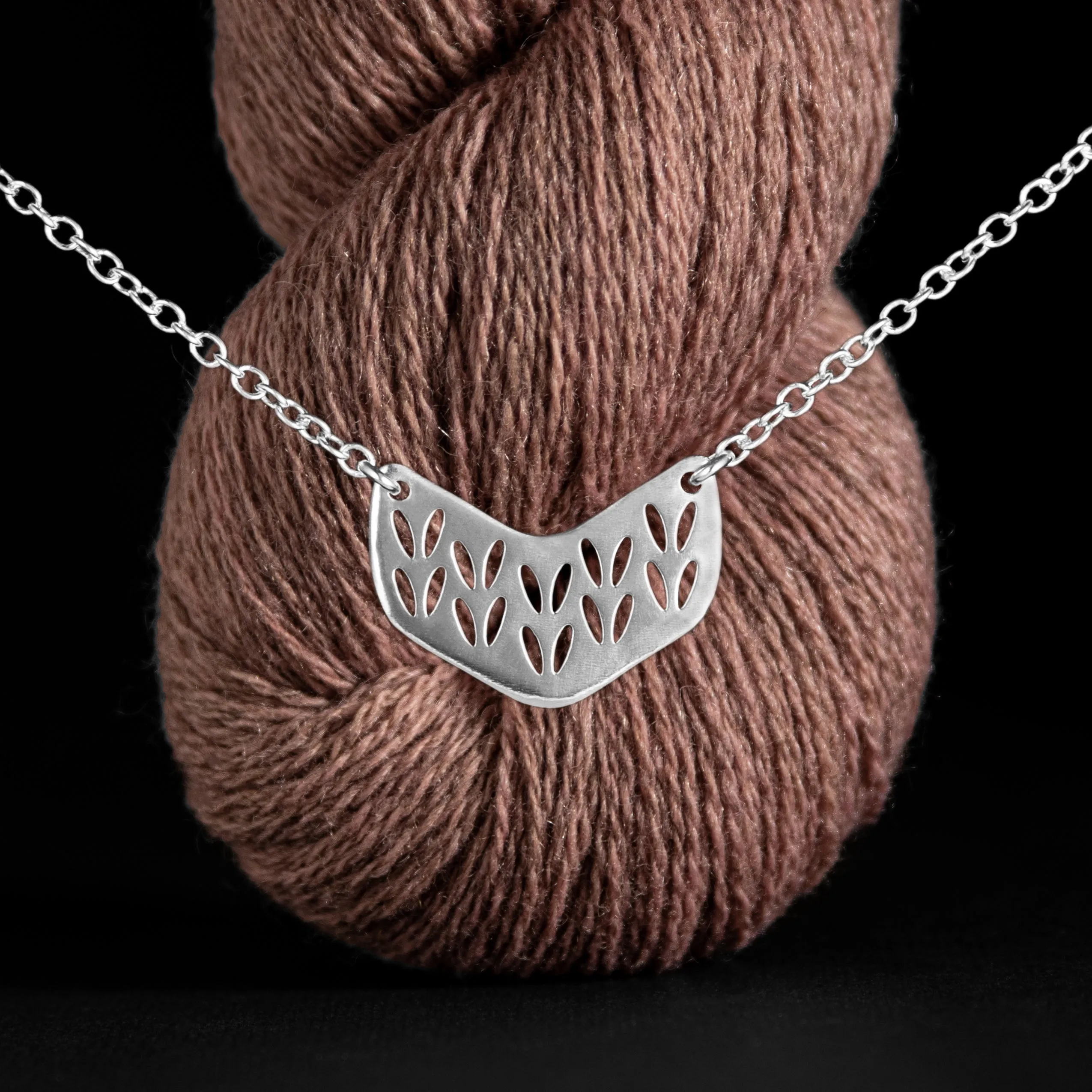 Stockinette Motif Chevron Necklace in Sterling Silver for Yarn Lovers