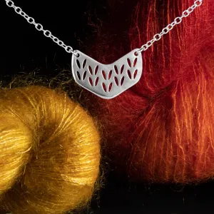 Stockinette Motif Chevron Necklace in Sterling Silver for Yarn Lovers