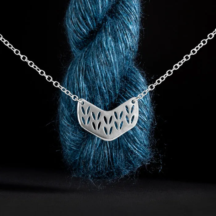Stockinette Motif Chevron Necklace in Sterling Silver for Yarn Lovers