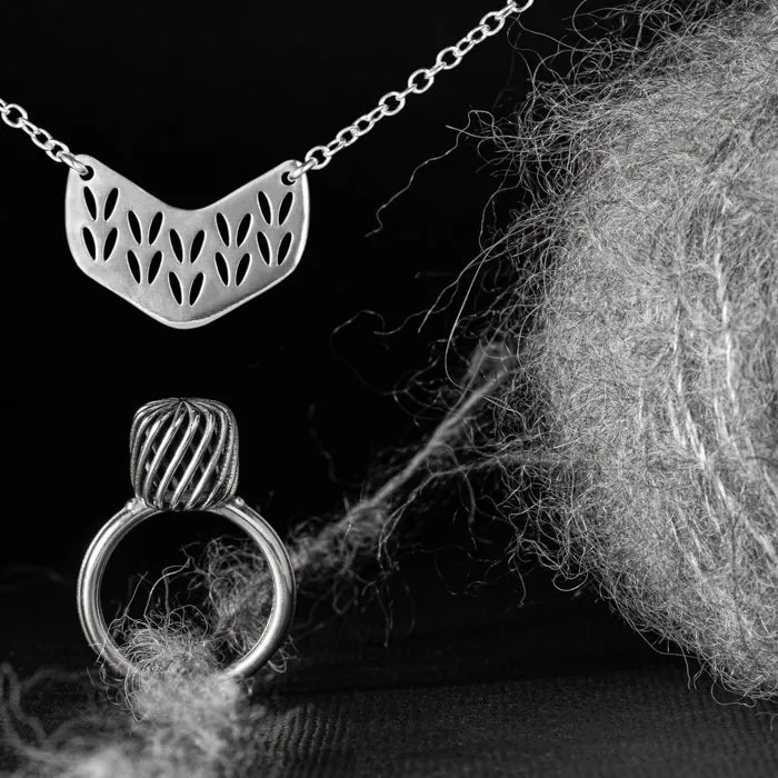 Stockinette Motif Chevron Necklace in Sterling Silver for Yarn Lovers