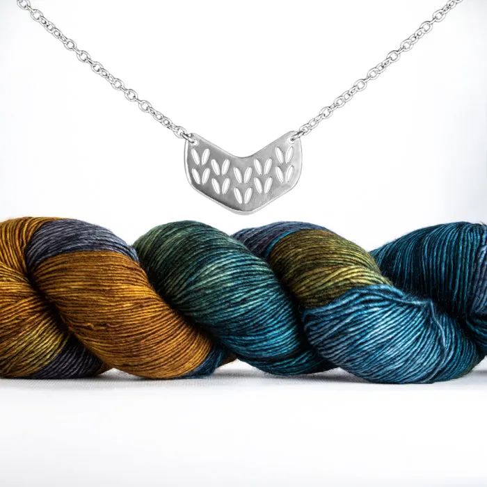 Stockinette Motif Chevron Necklace in Sterling Silver for Yarn Lovers