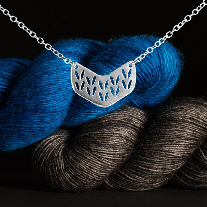 Stockinette Motif Chevron Necklace in Sterling Silver for Yarn Lovers