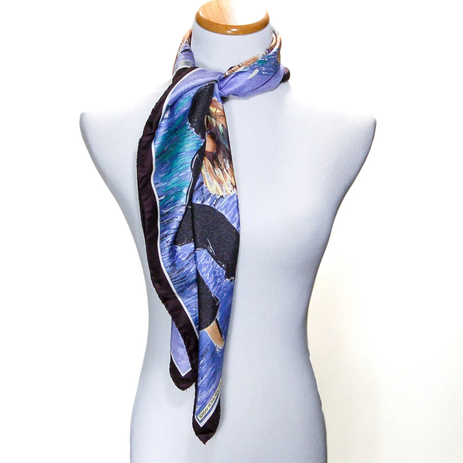 Sunday at Sea Guy Buffet Silk Scarf Museum Replica Fine Art Collector Blue Purple Black