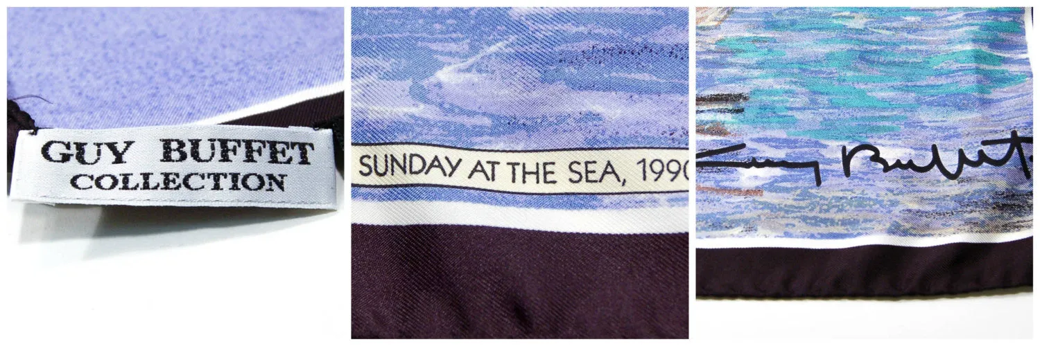 Sunday at Sea Guy Buffet Silk Scarf Museum Replica Fine Art Collector Blue Purple Black