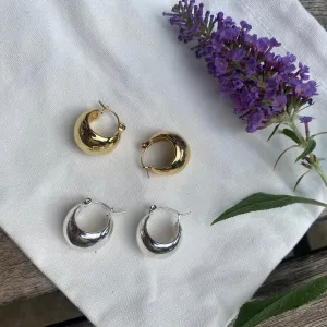 Surgical Steel Simple Bold and Wide Chunky Hoop Small Earrings