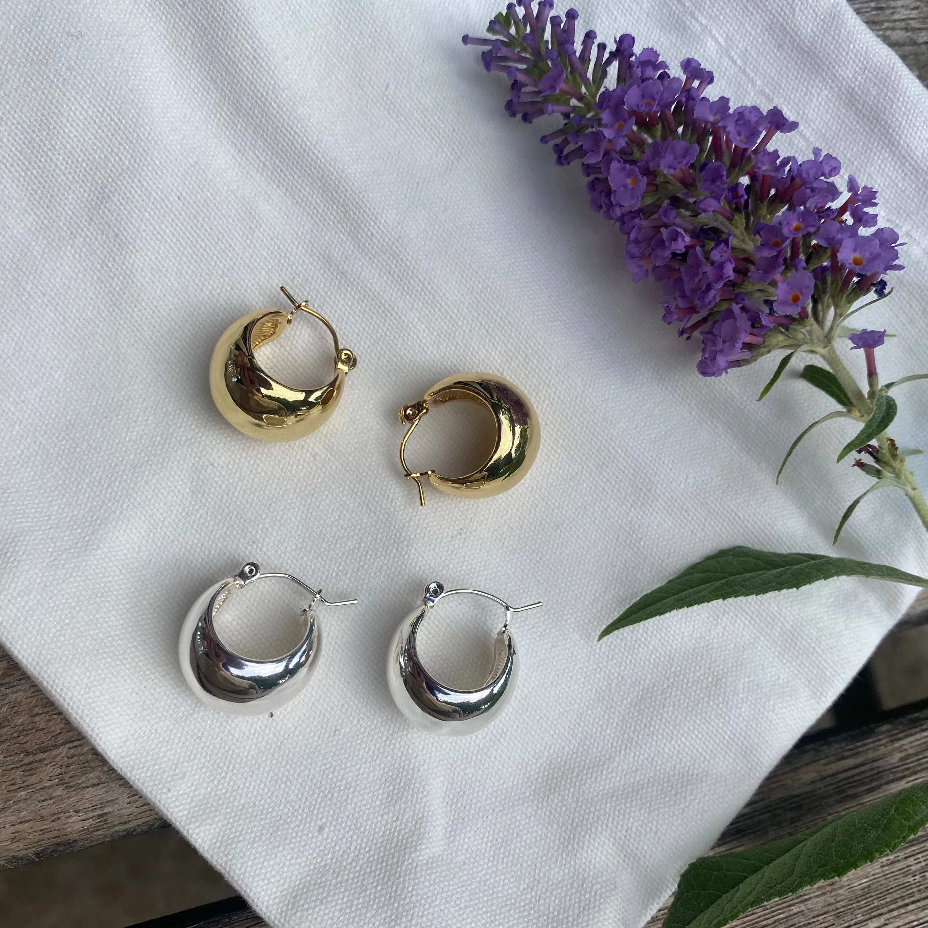 Surgical Steel Simple Bold and Wide Chunky Hoop Small Earrings
