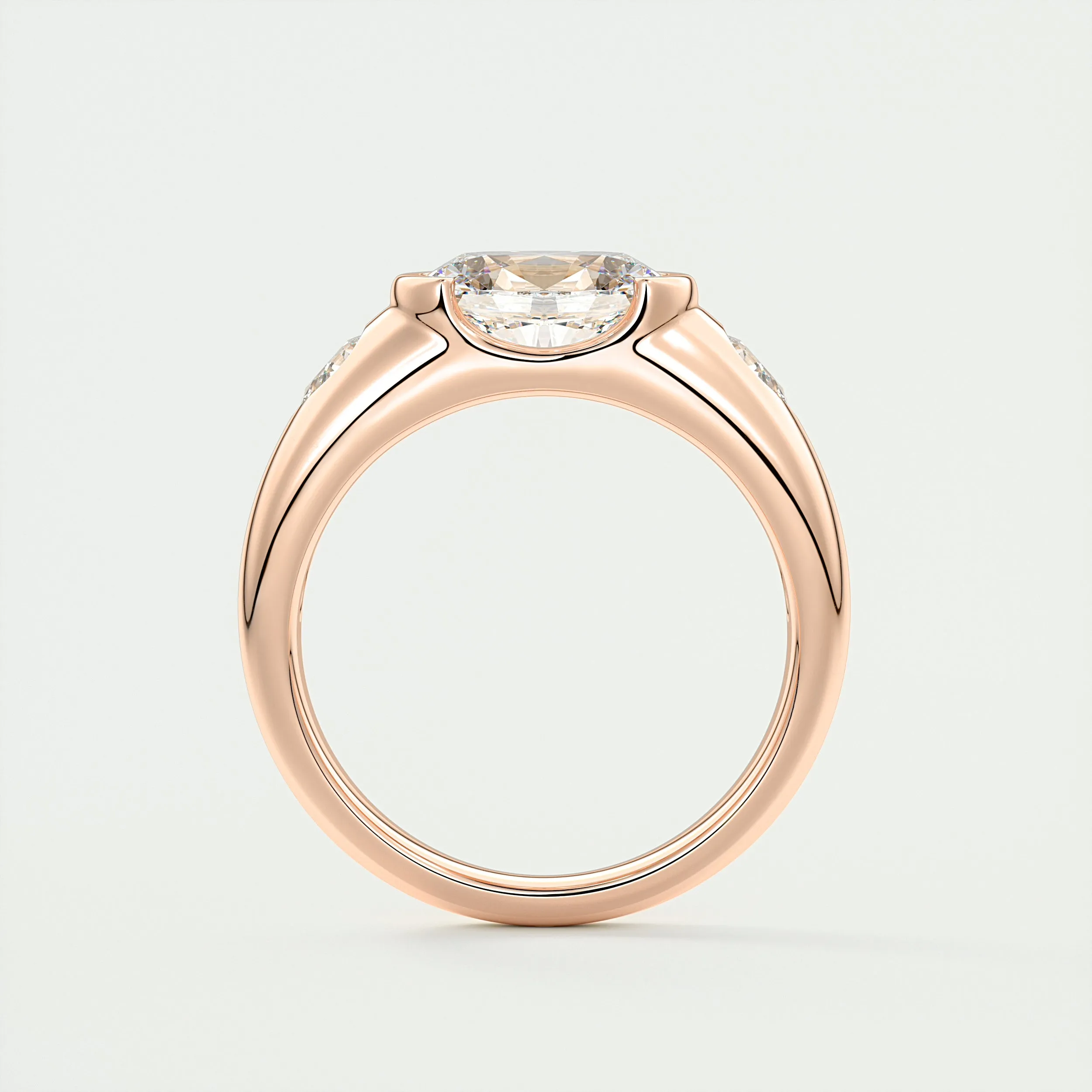 The Lunette Three Stone | Oval & Pears