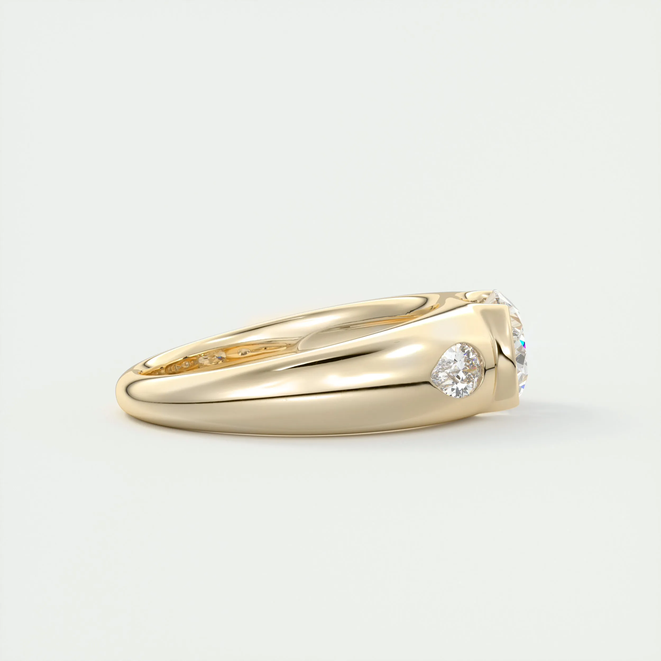 The Lunette Three Stone | Oval & Pears