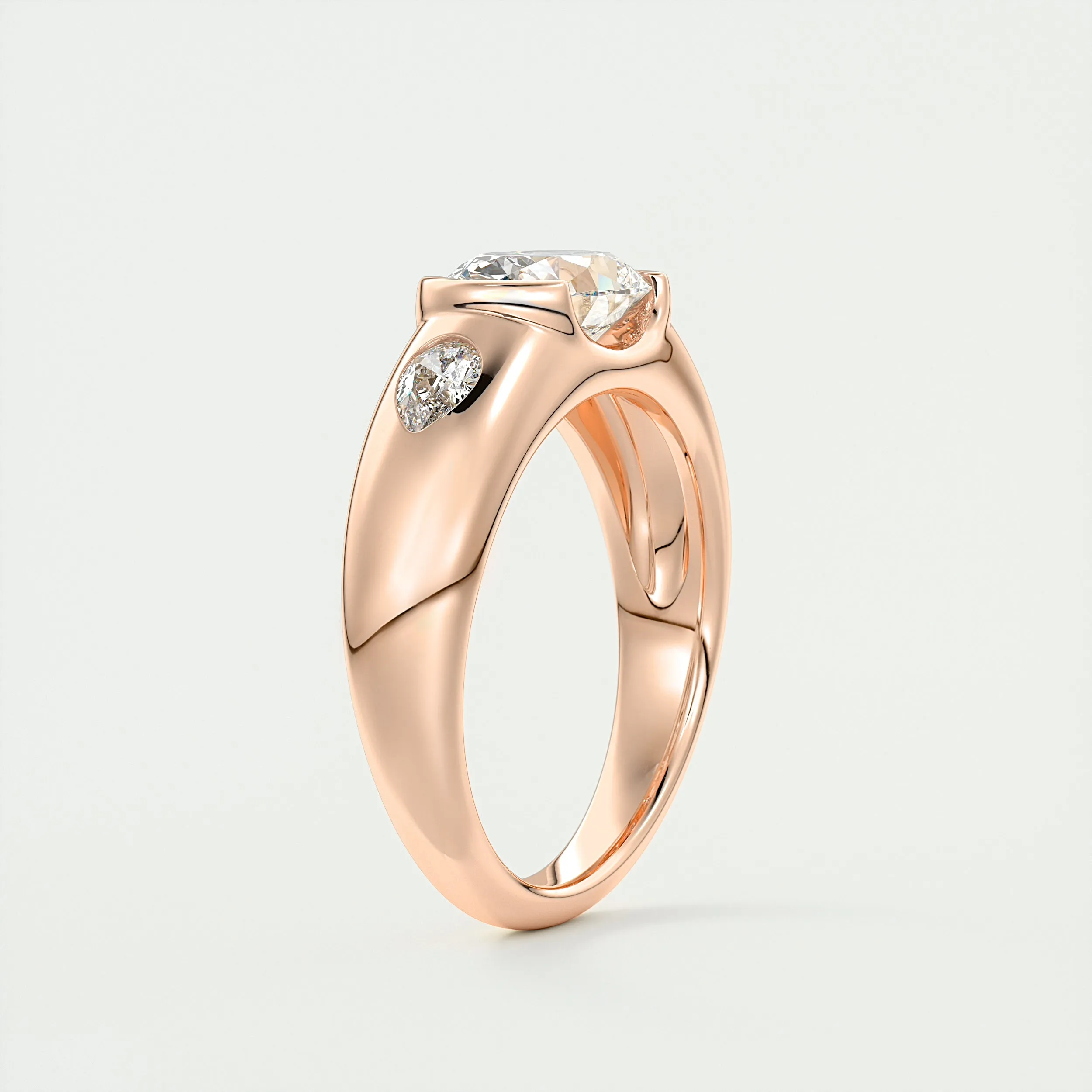 The Lunette Three Stone | Oval & Pears