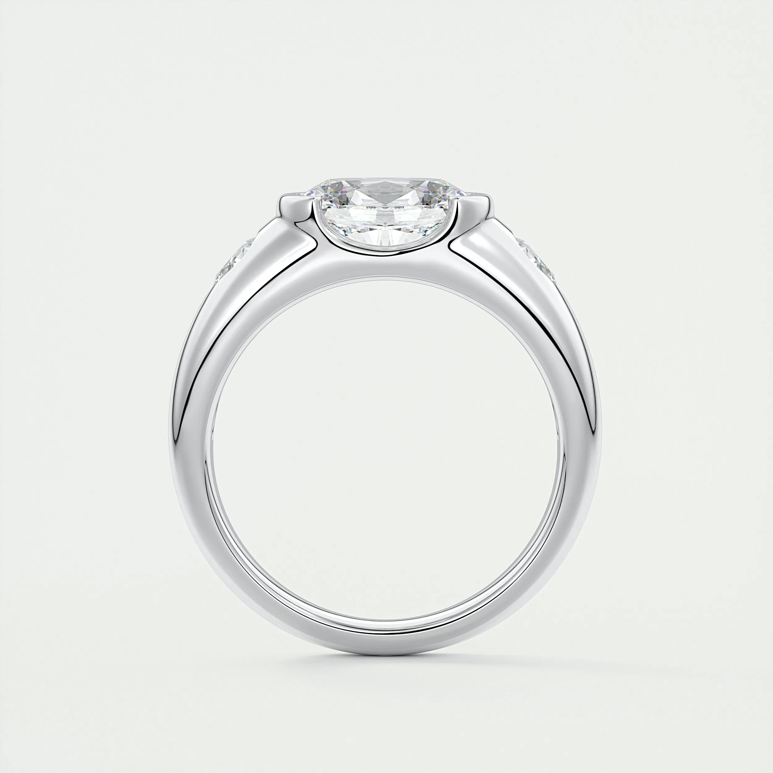 The Lunette Three Stone | Oval & Pears