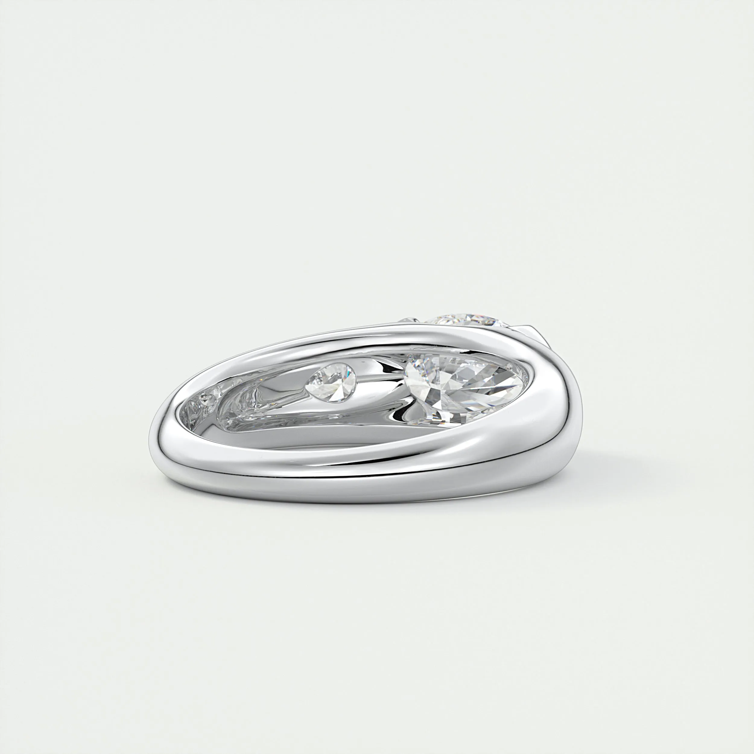 The Lunette Three Stone | Oval & Pears
