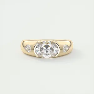 The Lunette Three Stone | Oval & Pears