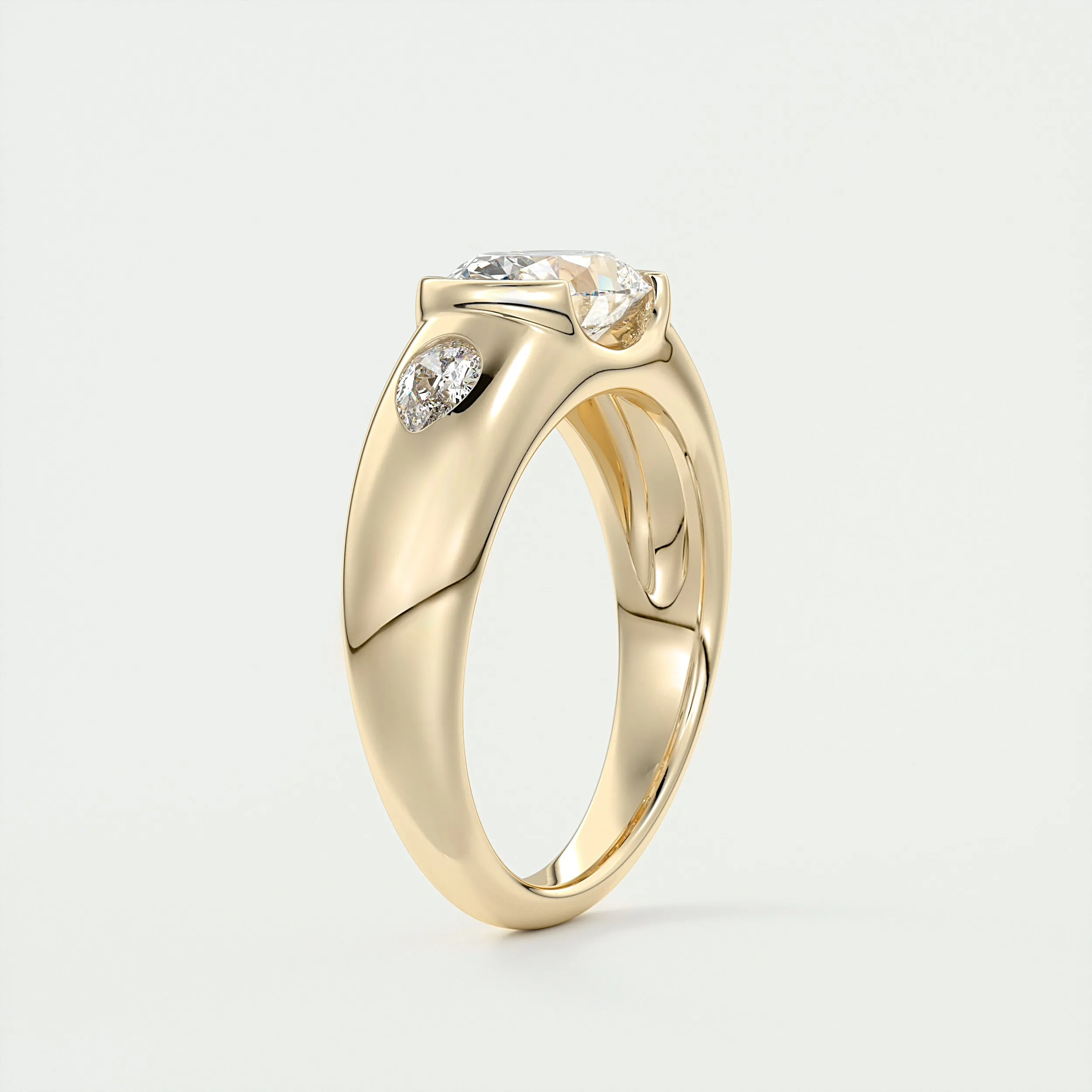 The Lunette Three Stone | Oval & Pears