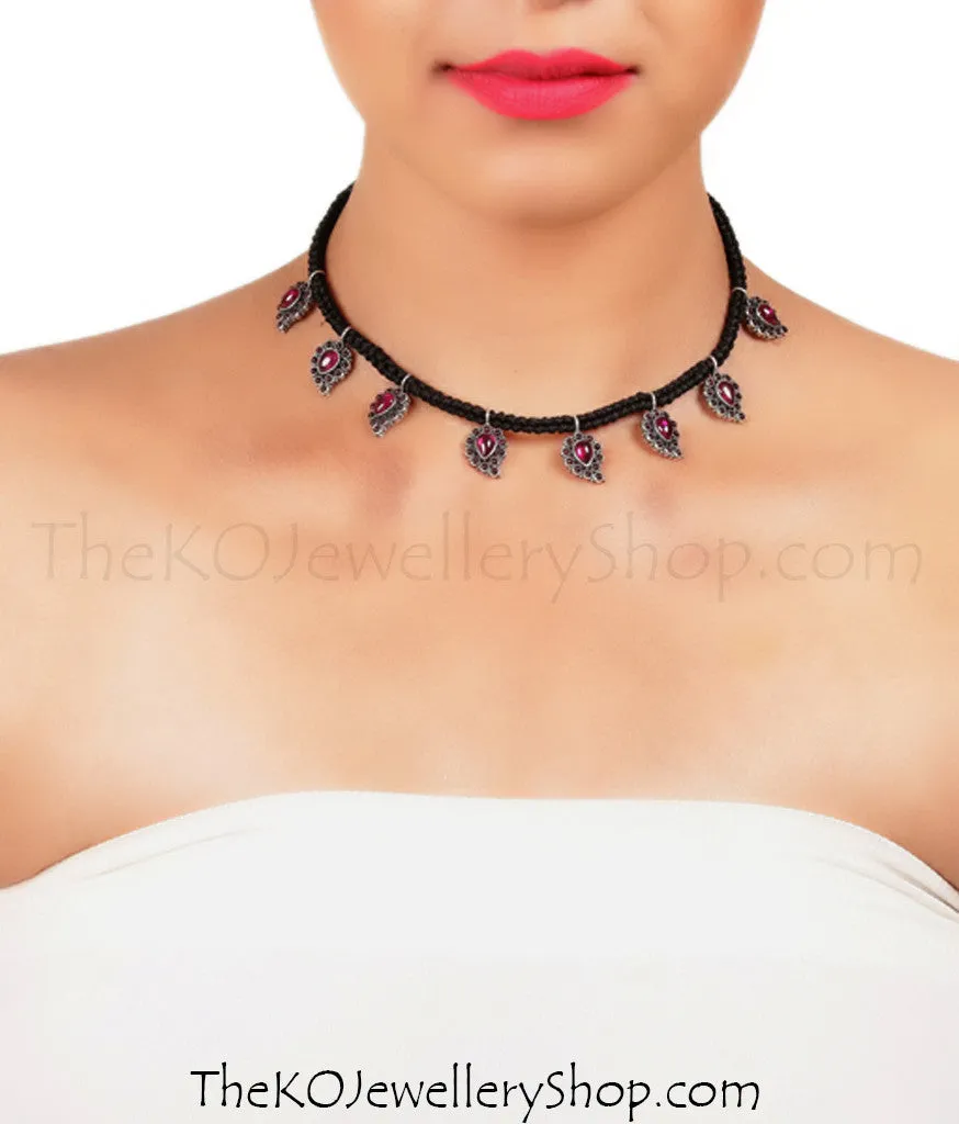 The Rasala Silver Paisley Thread Necklace