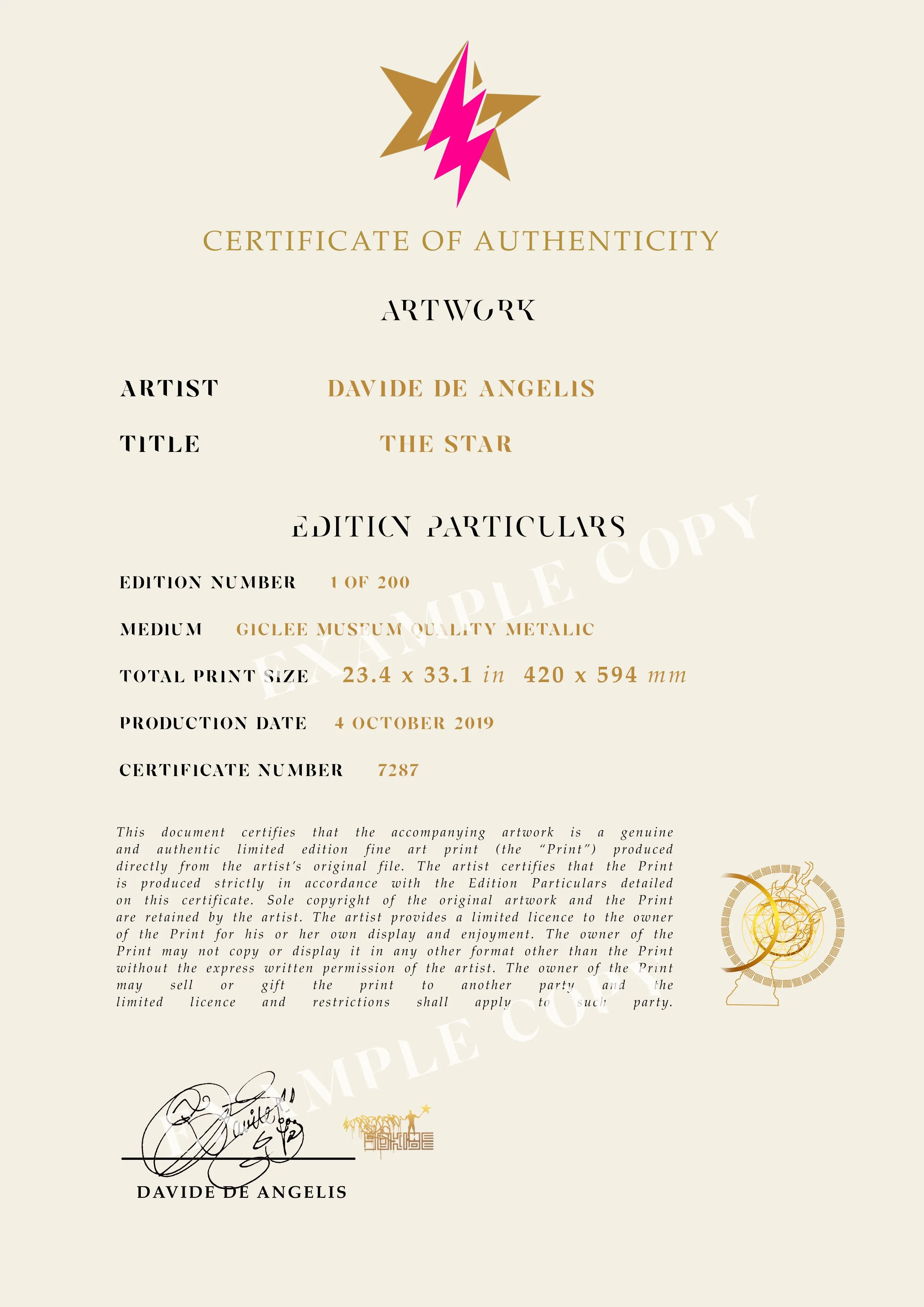 THE STAR Limited Edition Museum Quality Print (Spacial Metallic)