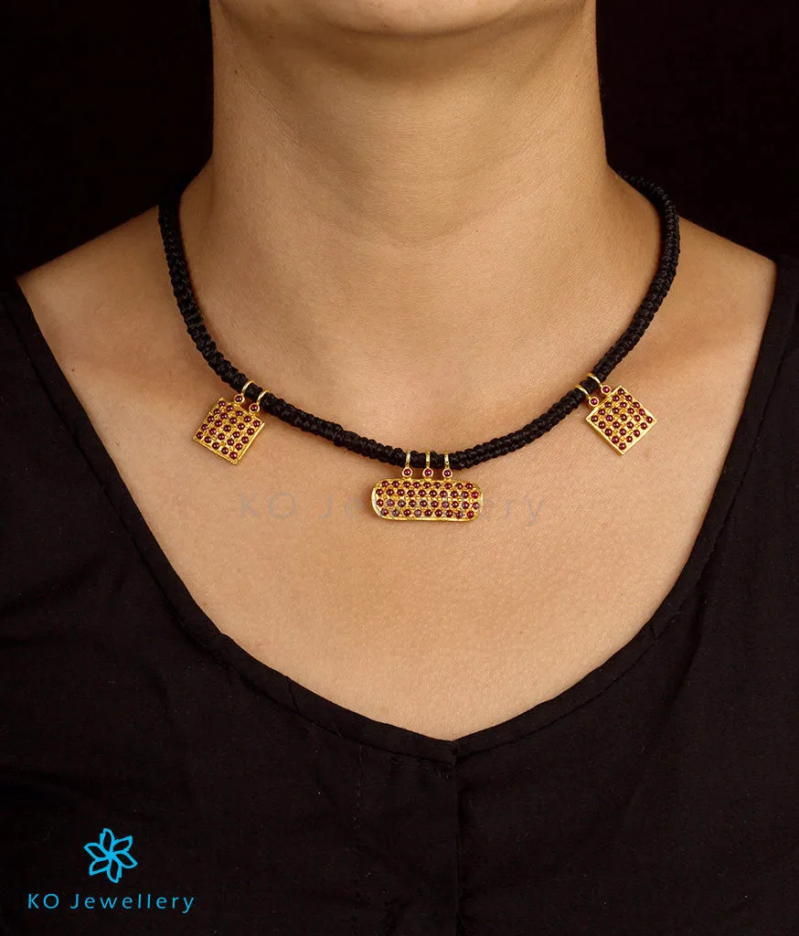 The Vidhi Silver Antique Thread  Necklace