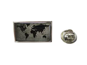 Thin Bordered Rectangular World Map Lapel Pin