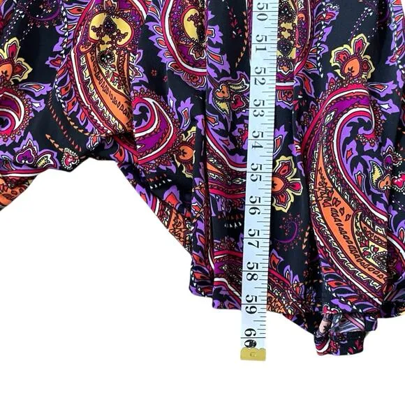 Tiana B Babydoll Halter Maxi Dress Sz S Paisley USA V-Neck Retro Groovy Ruched
