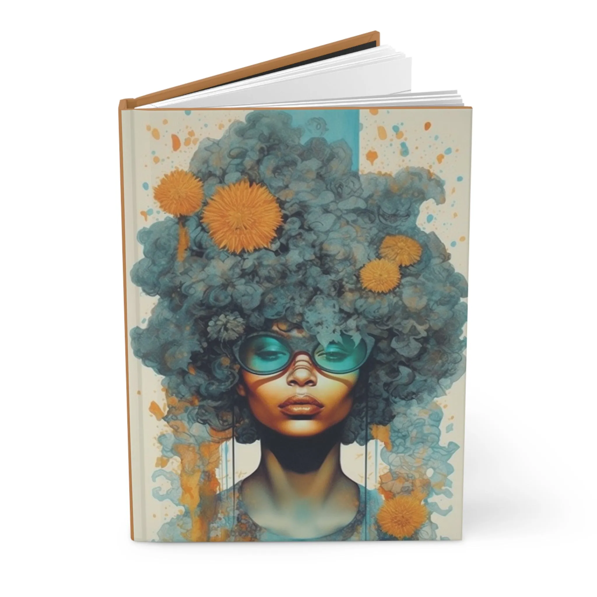 Tinge of blues - afrocentric art inspired Hardcover Journal Matte