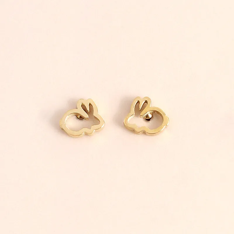 Titanium Steel Bunny Rabbits Baby Children Earrings