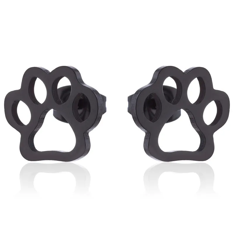 Titanium Steel Paw Earrings Baby Children Earrings
