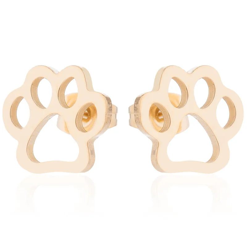 Titanium Steel Paw Earrings Baby Children Earrings