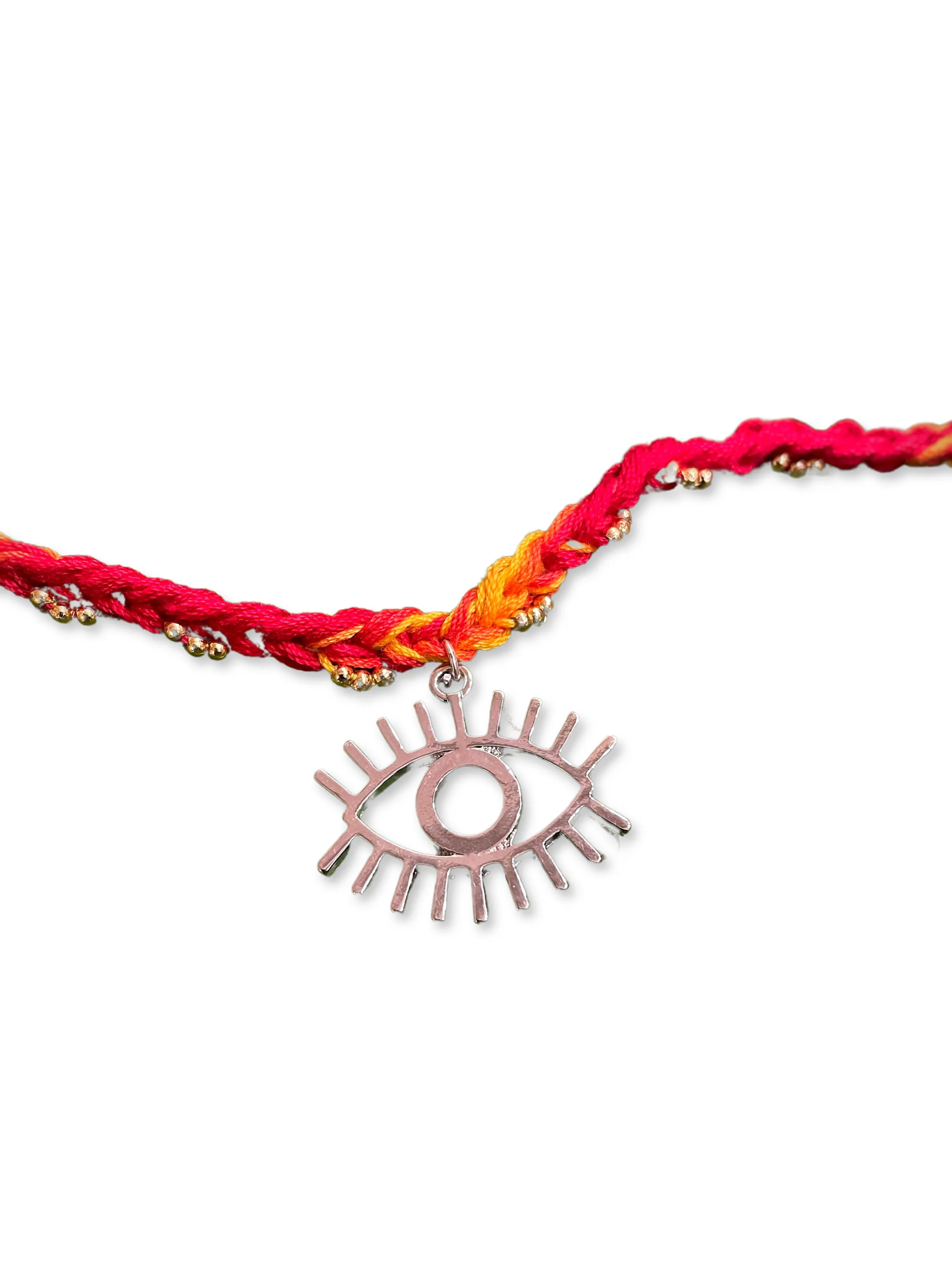 Trendy Evil Eye Charm Beautiful Designer Rakhi With Multicolored Thread For Raksha Bandhan