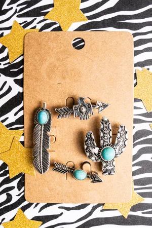 Turquoise Blissflats Silvertone Hat Pin Set