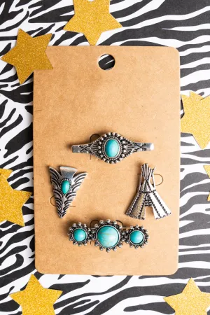 Turquoise Cattletown Silvertone Hat Pin Set