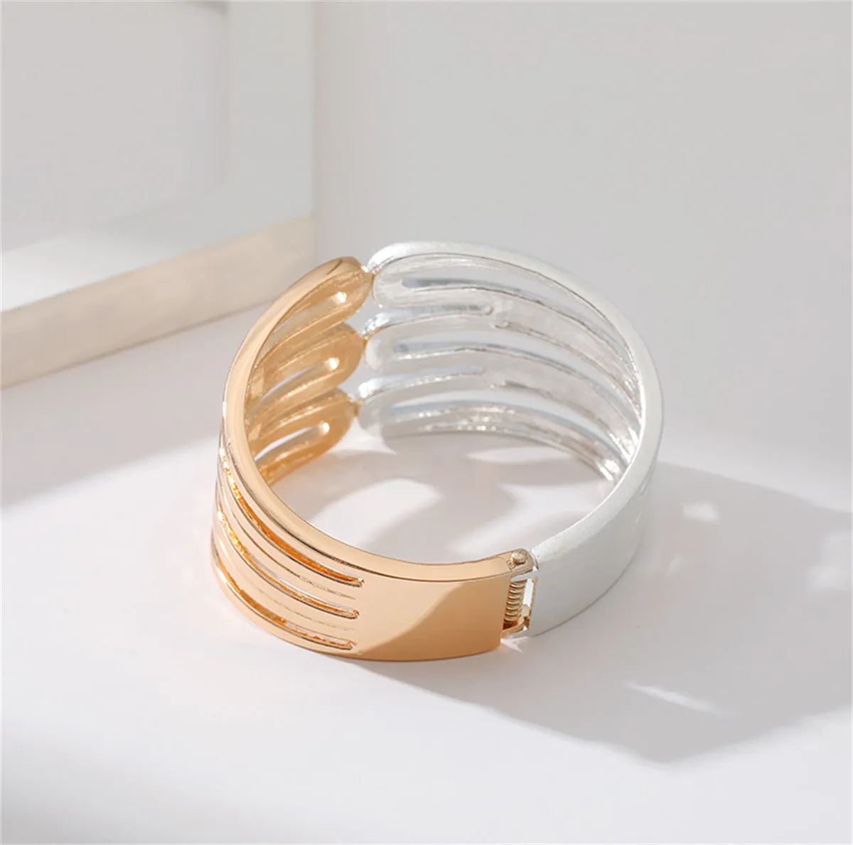 Two Tone Pins Layered Hinge Bangle