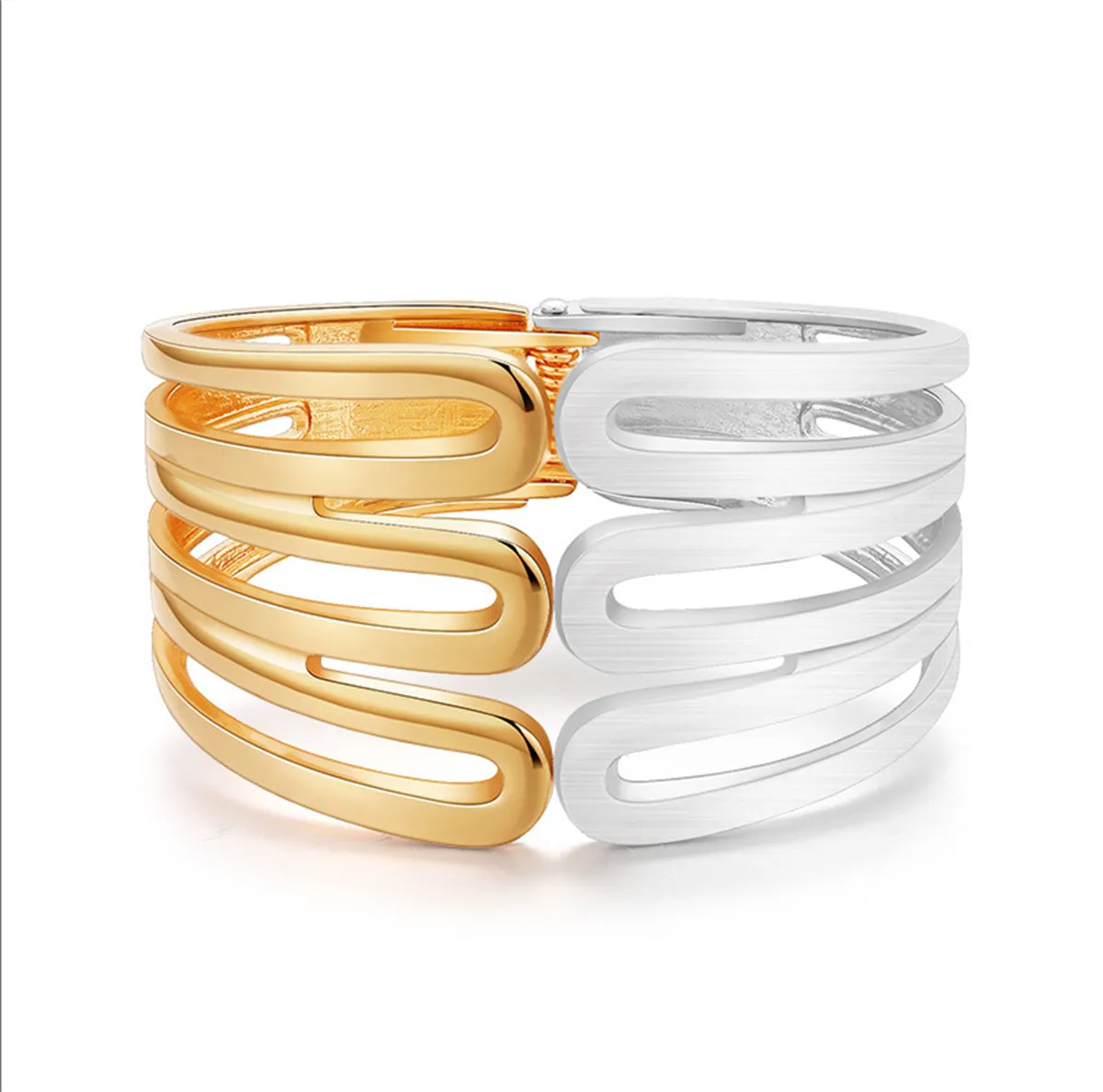 Two Tone Pins Layered Hinge Bangle