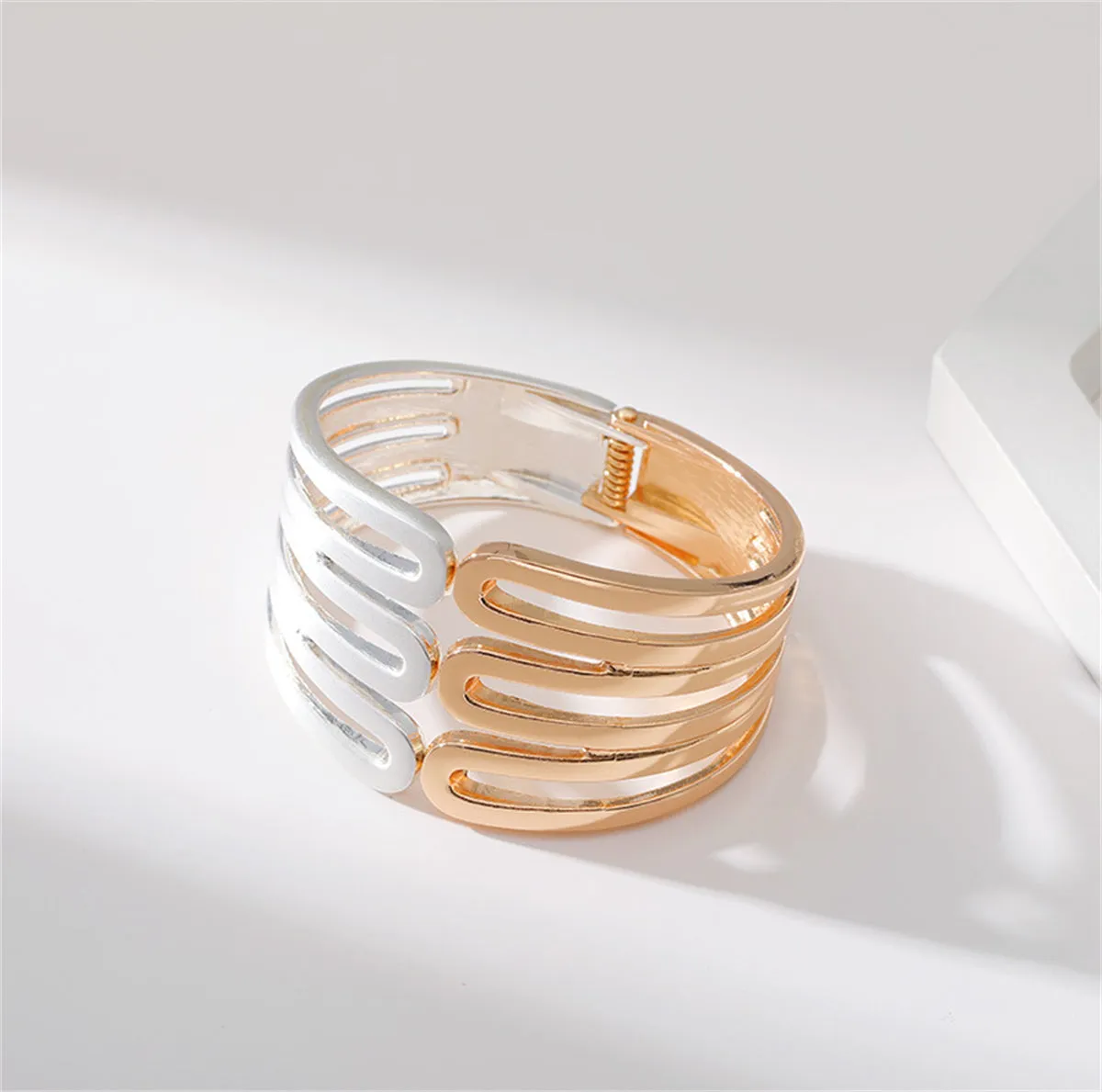 Two Tone Pins Layered Hinge Bangle