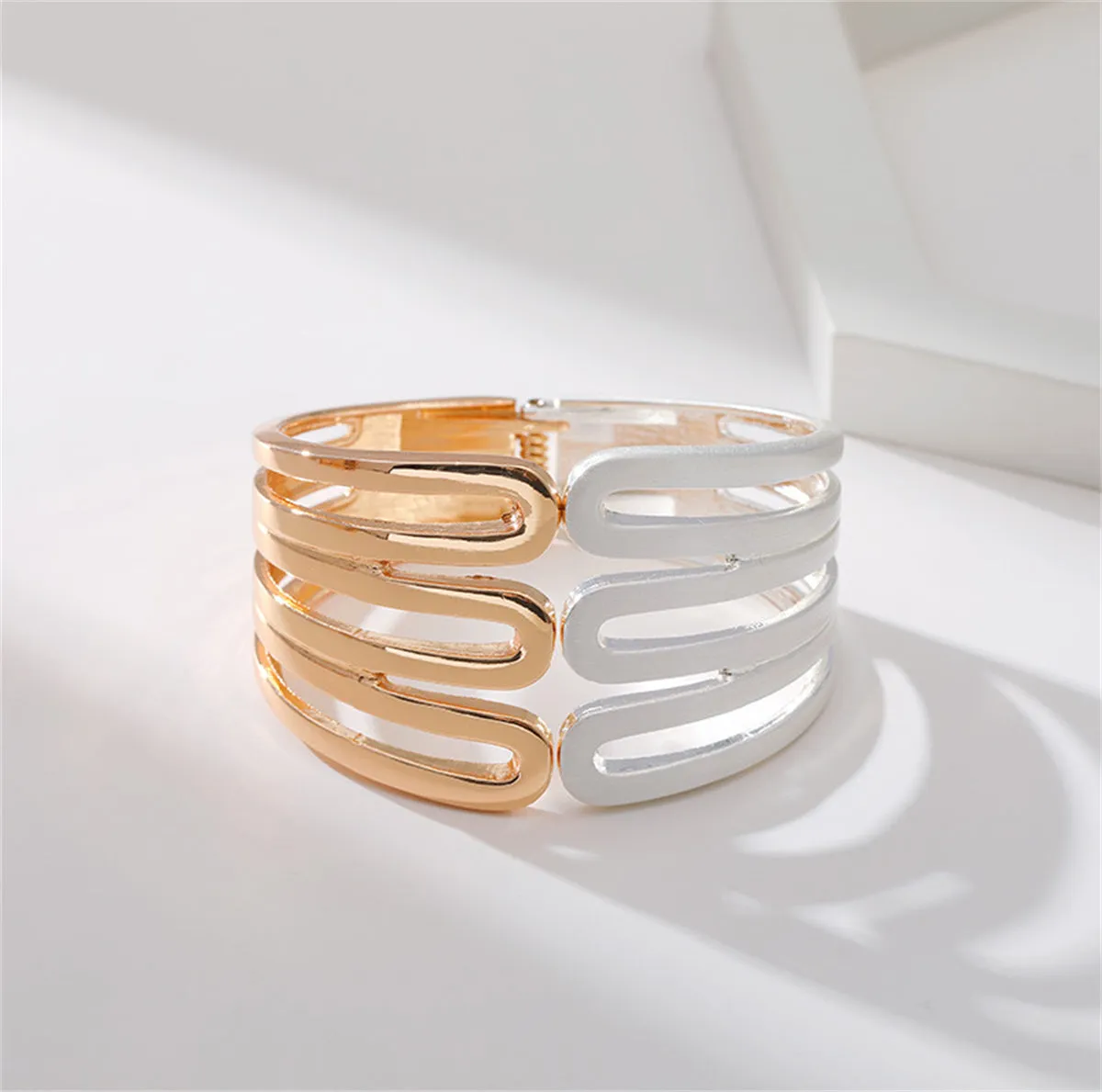 Two Tone Pins Layered Hinge Bangle