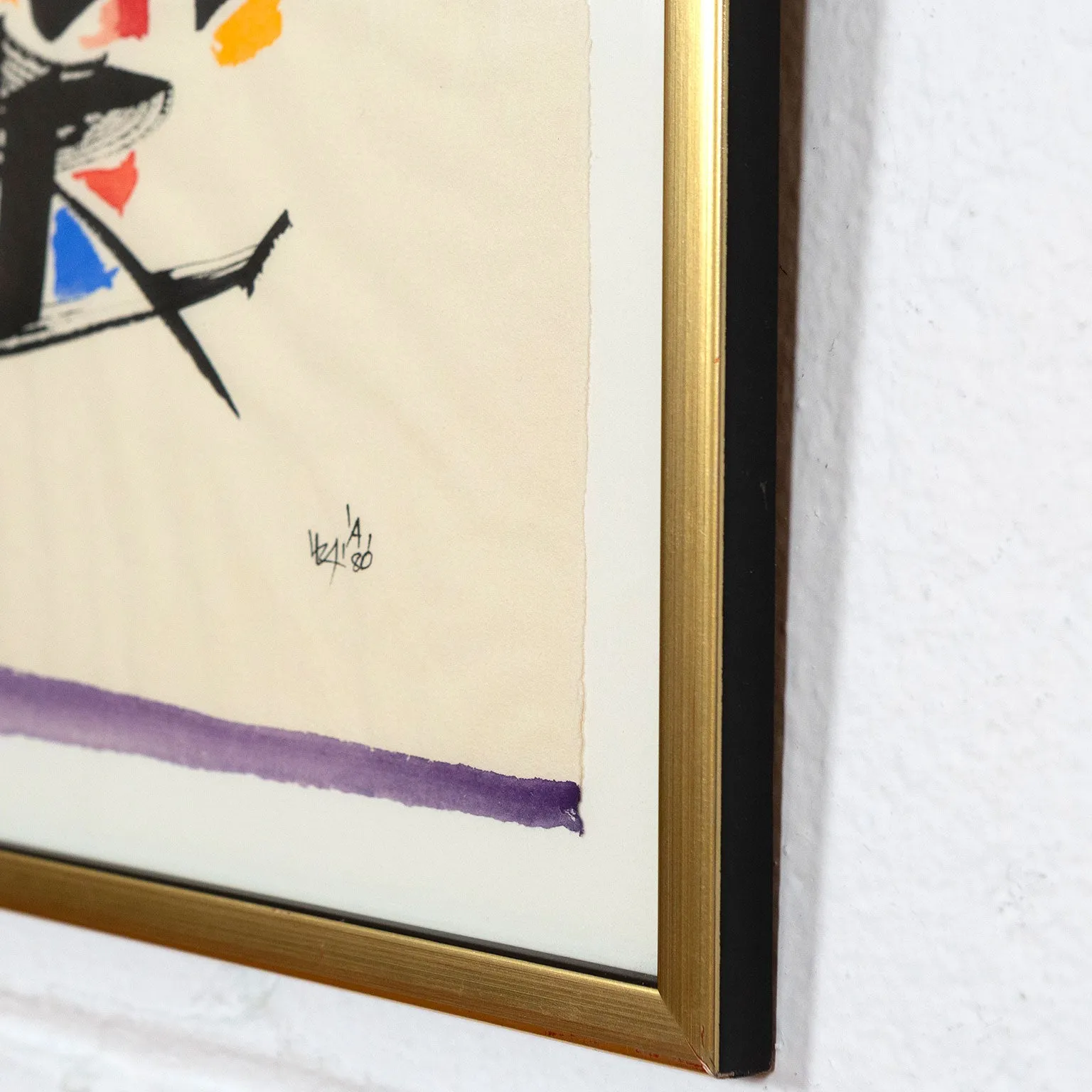 ULFERT WILKE "BLACK RIBBONS" WATERCOLOR, 1980