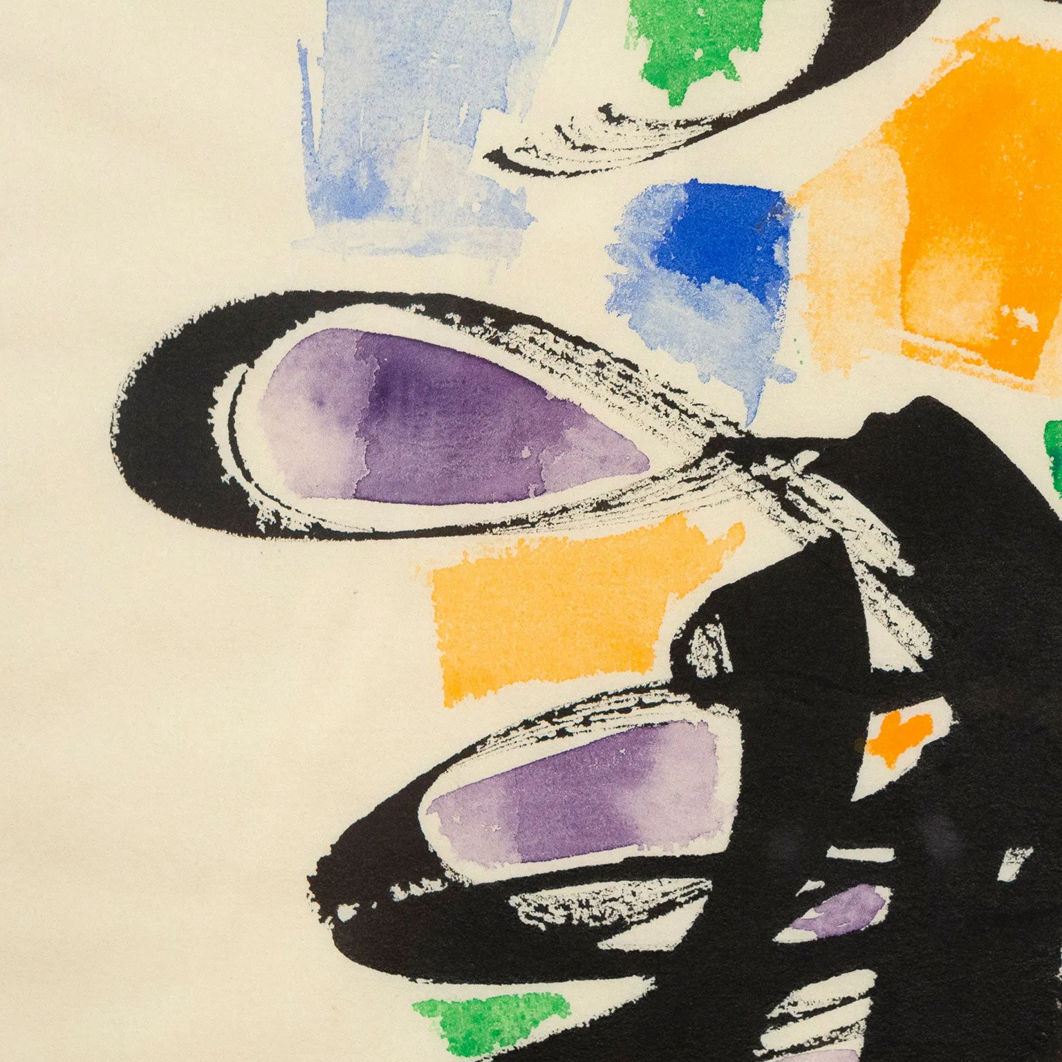 ULFERT WILKE "BLACK RIBBONS" WATERCOLOR, 1980