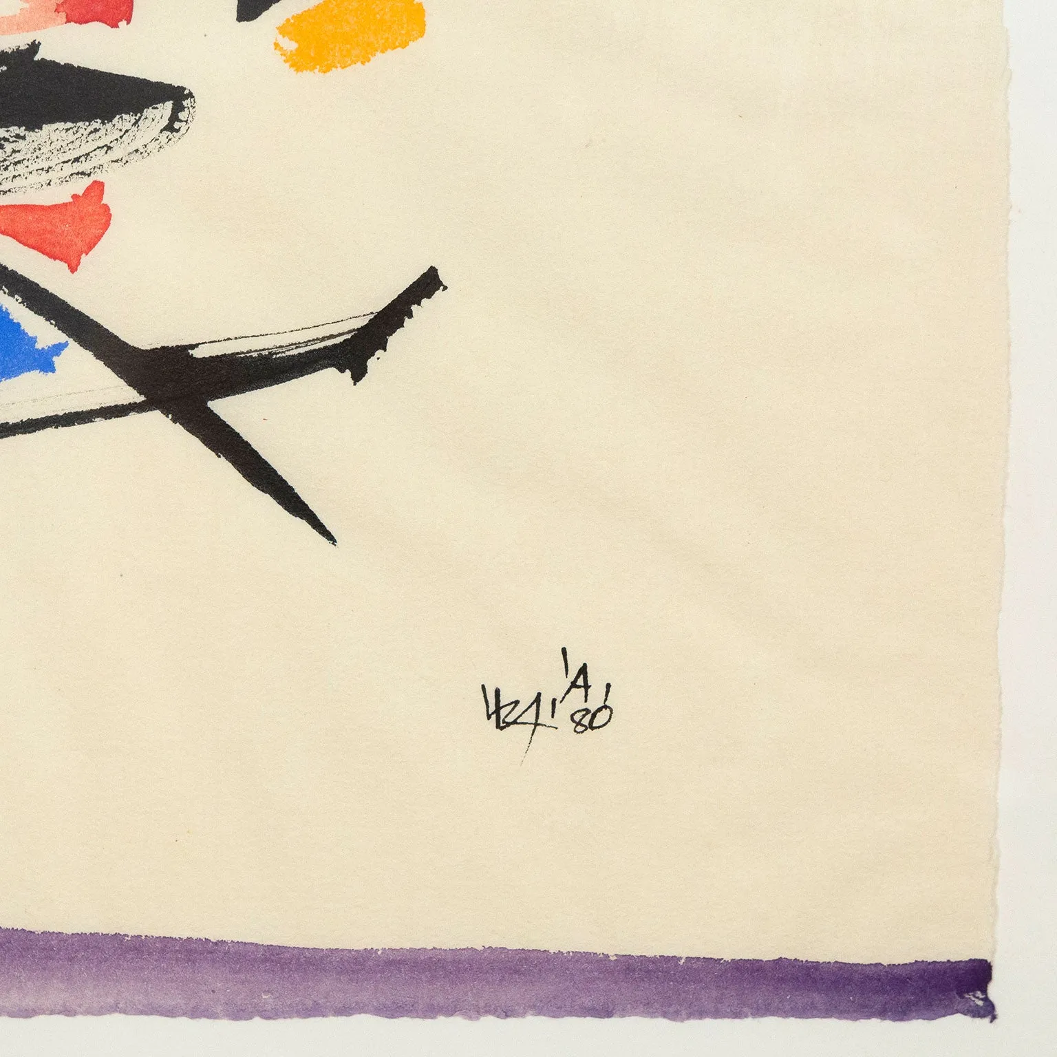 ULFERT WILKE "BLACK RIBBONS" WATERCOLOR, 1980