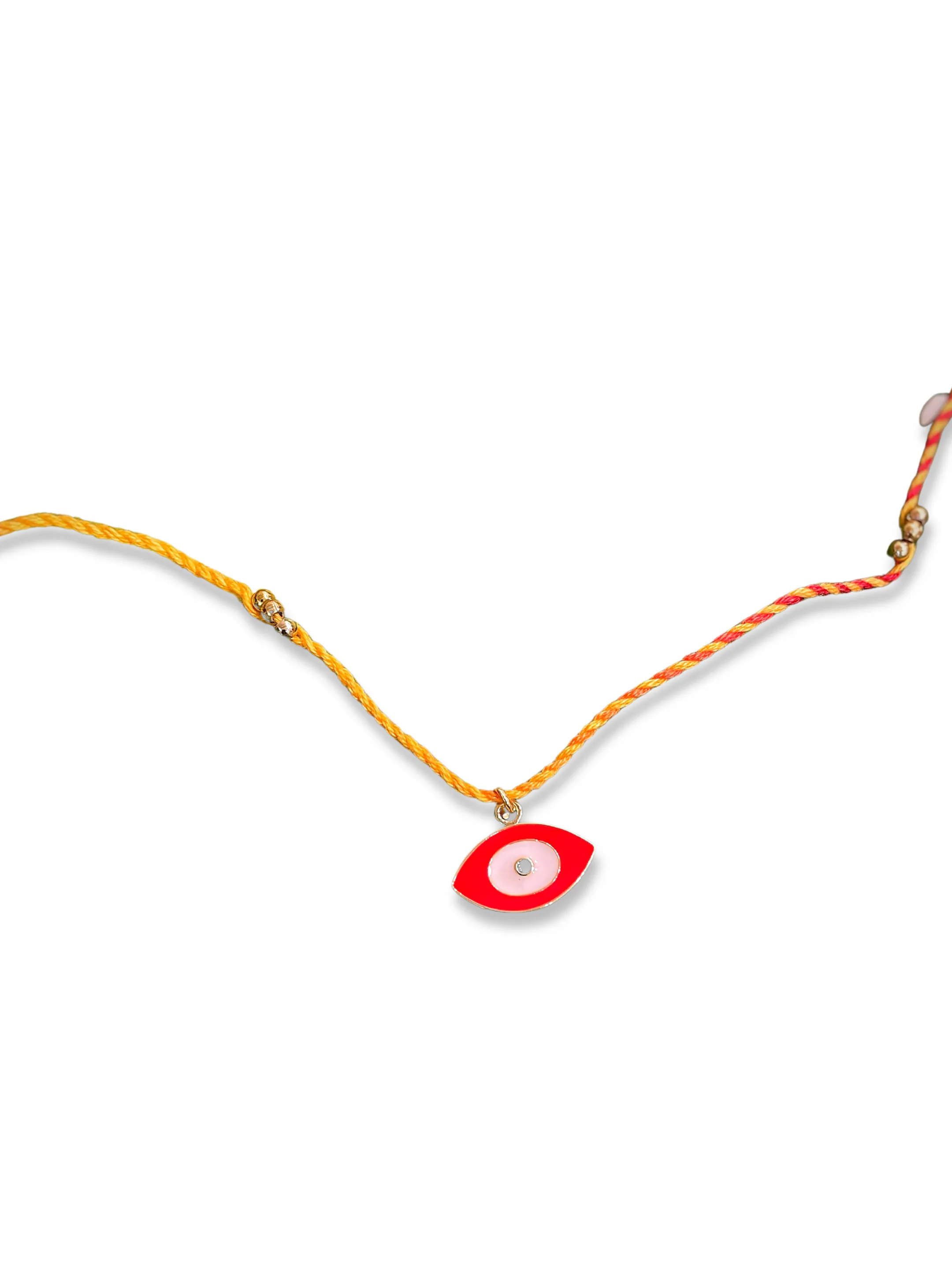 Unique Red Evil Eye Charm Designer Rakhi With Multicolored Thread For Raksha Bandhan Celebration