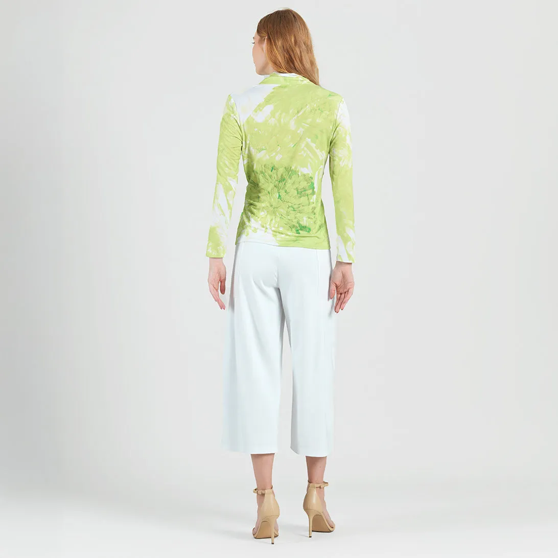 V-Neck Draped Pleat Top - Floral Citrus