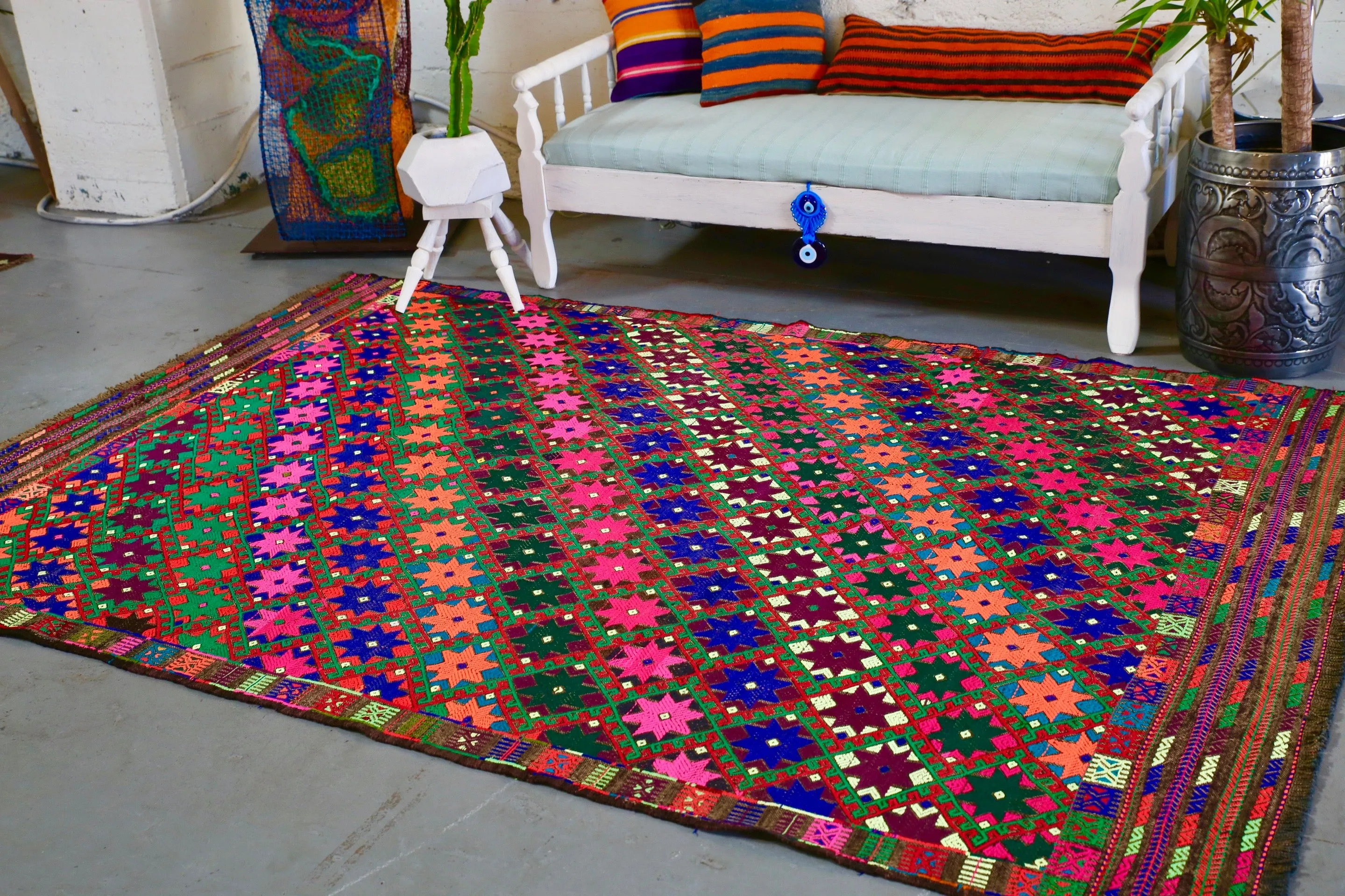 Vintage Anatolian Kilim 6ftx8.8ft