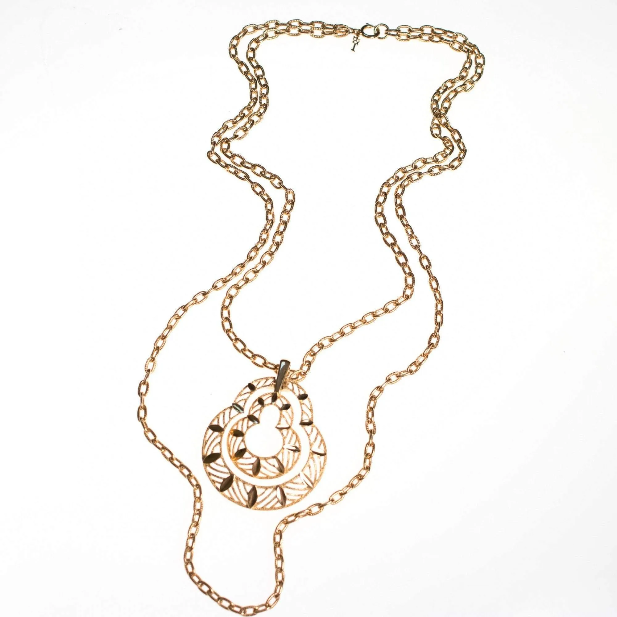 Vintage Crown Trifari Modernist Pendant Statement Necklace