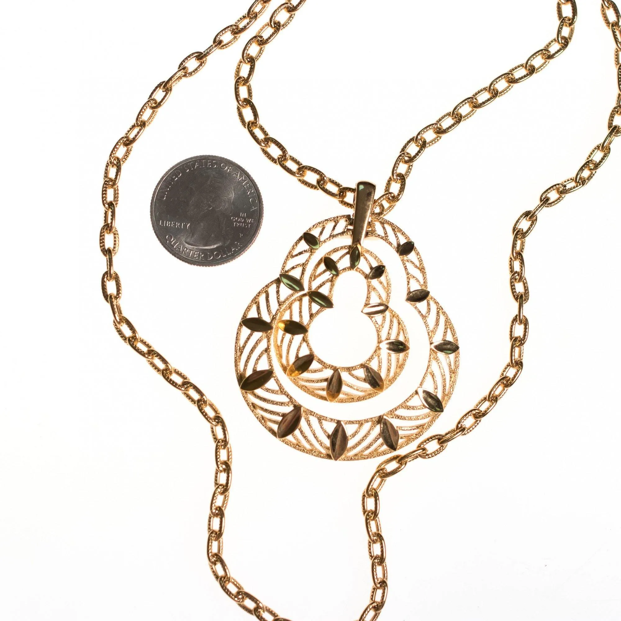 Vintage Crown Trifari Modernist Pendant Statement Necklace