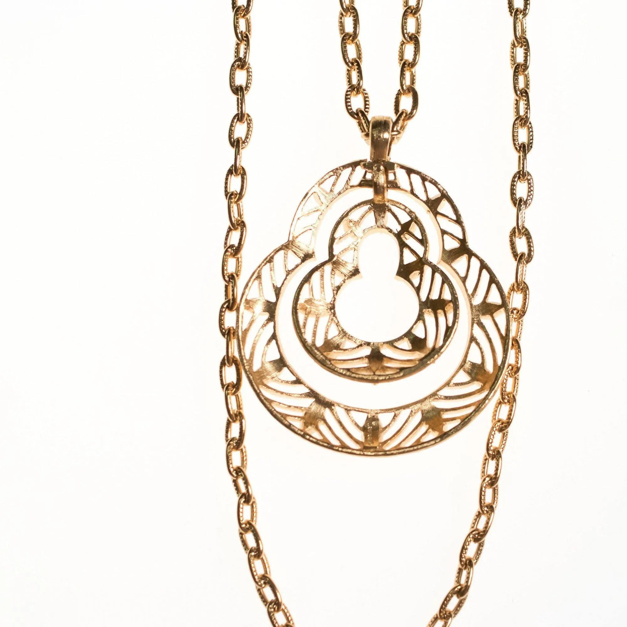 Vintage Crown Trifari Modernist Pendant Statement Necklace