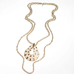 Vintage Crown Trifari Modernist Pendant Statement Necklace