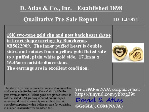 Vintage Gold Convertible Heart Earrings by Boucheron