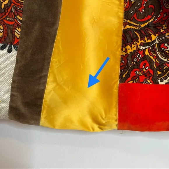 Vintage Handmade Quilted‎ Skirt Patchwork 1970s Brown Orange Yellow Retro Unique