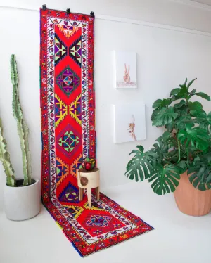 Vintage Kurdish Herki Runner Rug 2'10"x13'4"