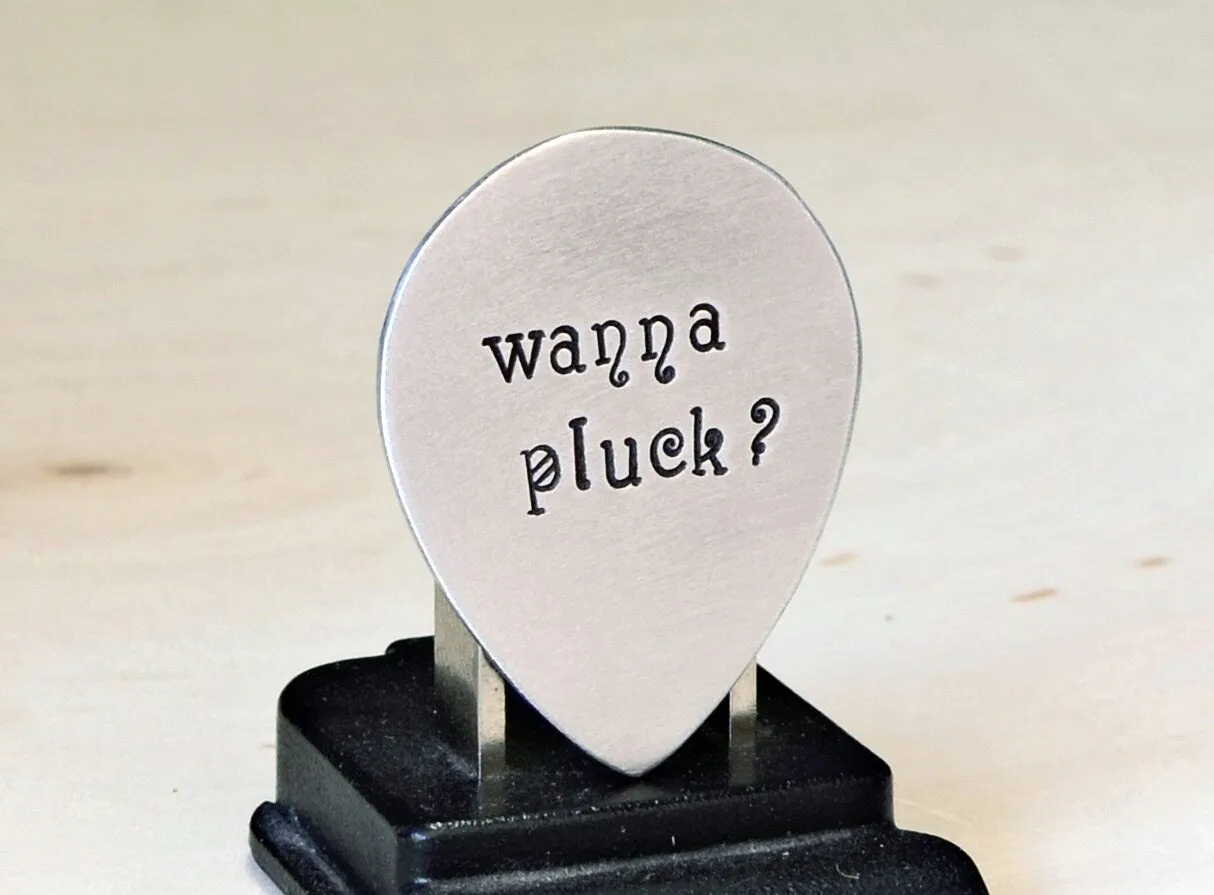 Wanna pluck teardrop\ jazz style guitar pick in aluminum