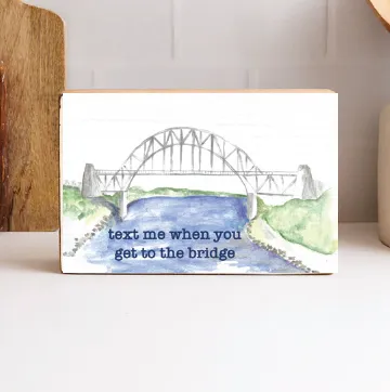 Watercolor Bridge Decorative Wooden Block
